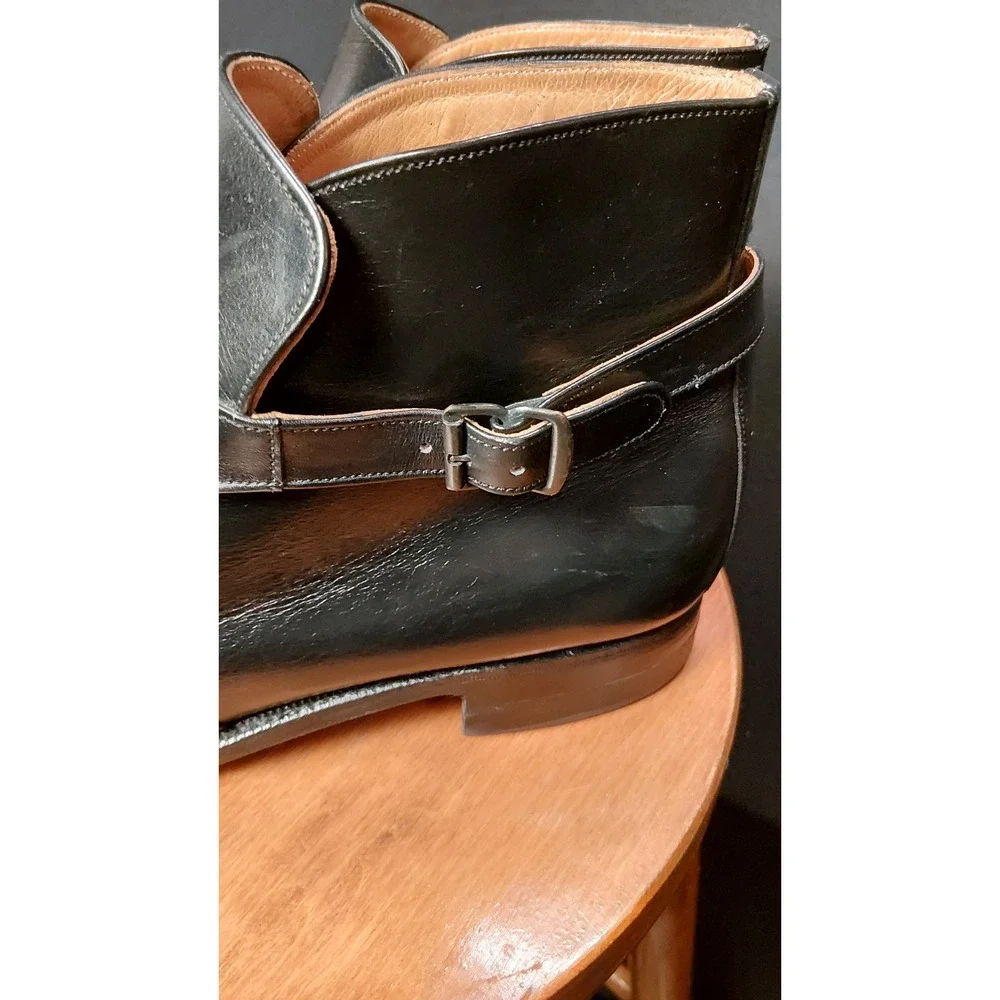 VTG 1970s Tweed Cheaney Church's England Black Leather Jodhpur Boots 11 9843B